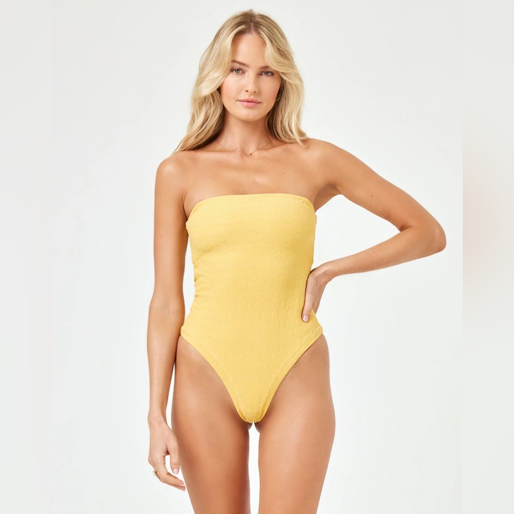 l*space Strapless Yellow One-Piece Swimsuit